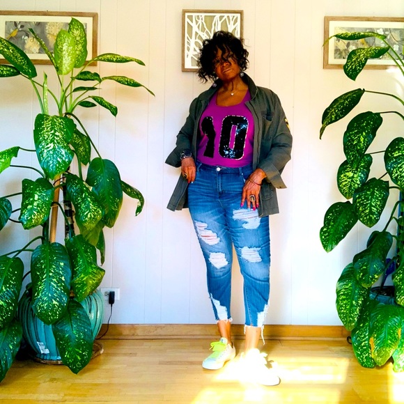 ✨ Abound✨Khaki Military Jacket W/Four Front Pockets & Left Arm Patch - Picture 12 of 15